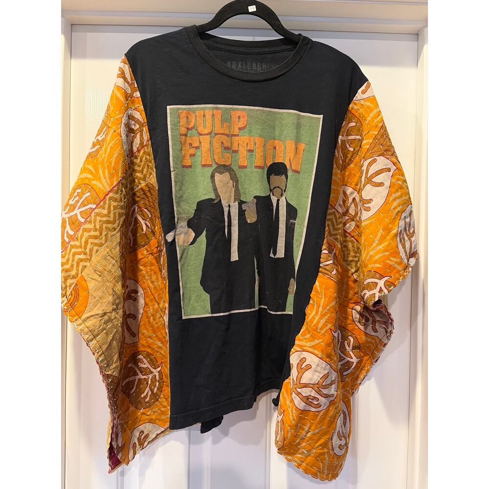 Pulp Fiction Upcycled Kantha Tunic Top Shirt OS Handmade Boho